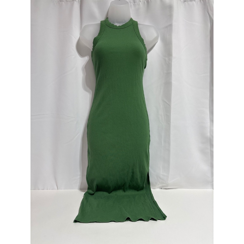 Victoria's Secret PINK Ribbed Racerback Midi Dress Green Slit XS
